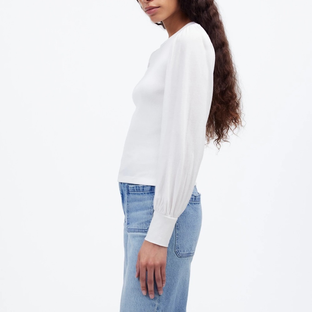 Madewell Ribbed Puff-Sleeve Top - Picture 5 of 9